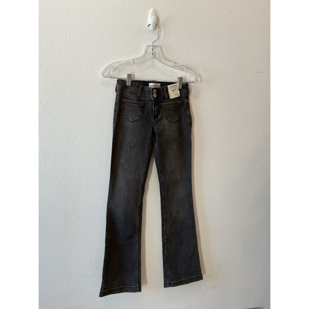Abercrombie Kids Girls Black Low Rise Boot Cut Jean NWT Long 11/12 Pant NEW